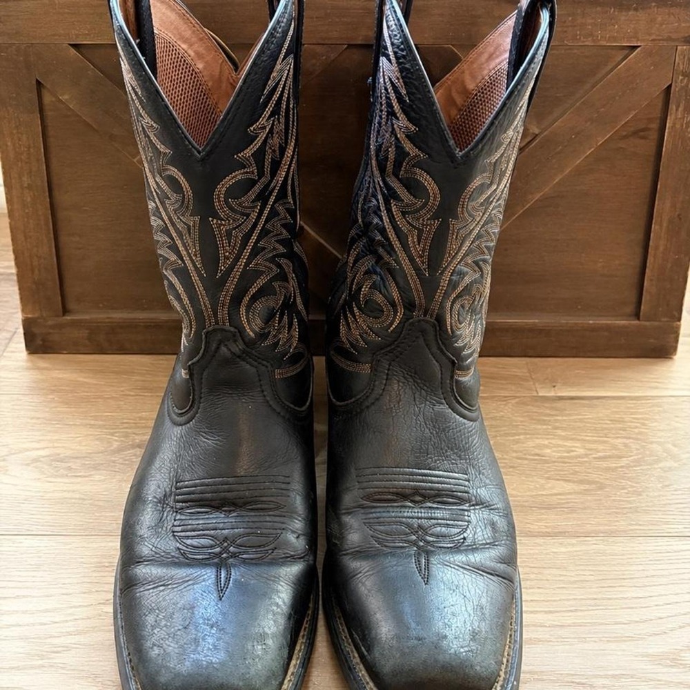 Ariat Sport Herdsman Black Leather Cowboy Boots Western Square Toe Size 13 EE